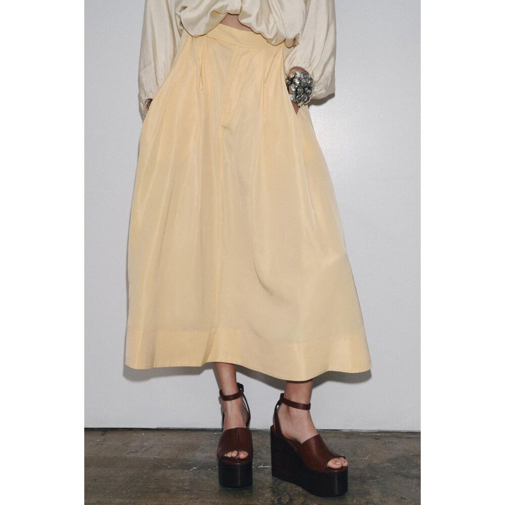 NWT ZARA ZW COLLECTION MIDI SKIRT Yellow 2484/065/300